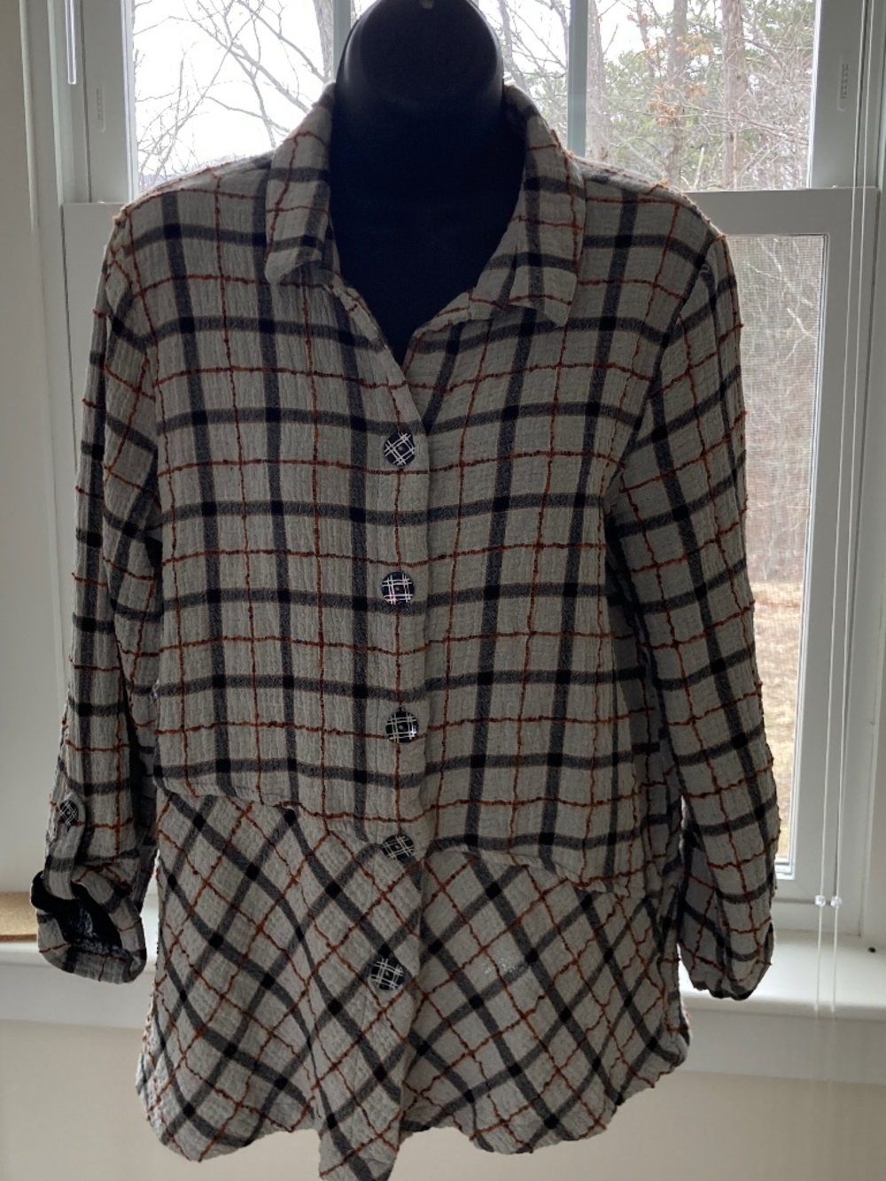 Habitat Plaid Cotton Gauze Jacket.  S